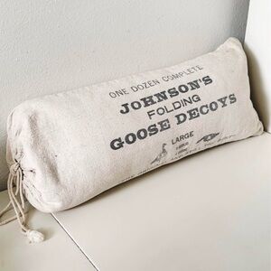 Vintage Cotton Decoy Bag, William R. Johnson & Co. Bolster / lumbar Pillow